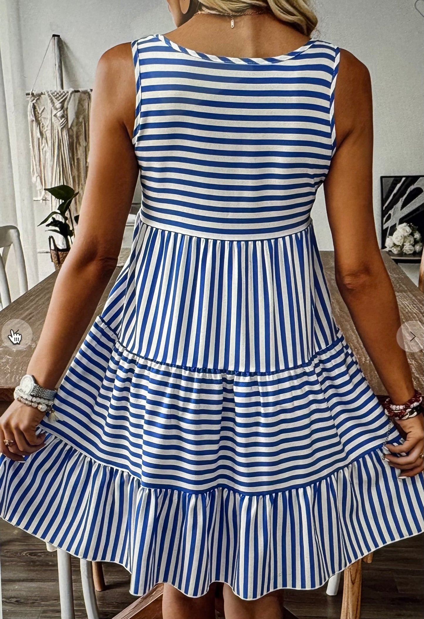 Stripe U Neck Mini Dress