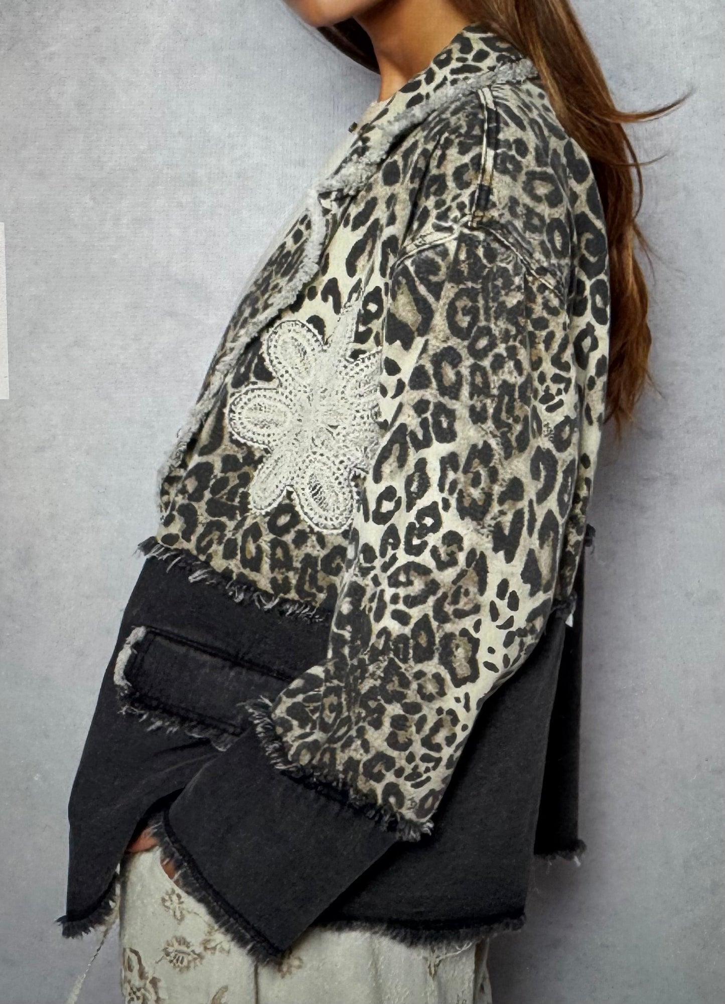 Leopard/Black POL Denim Jacket