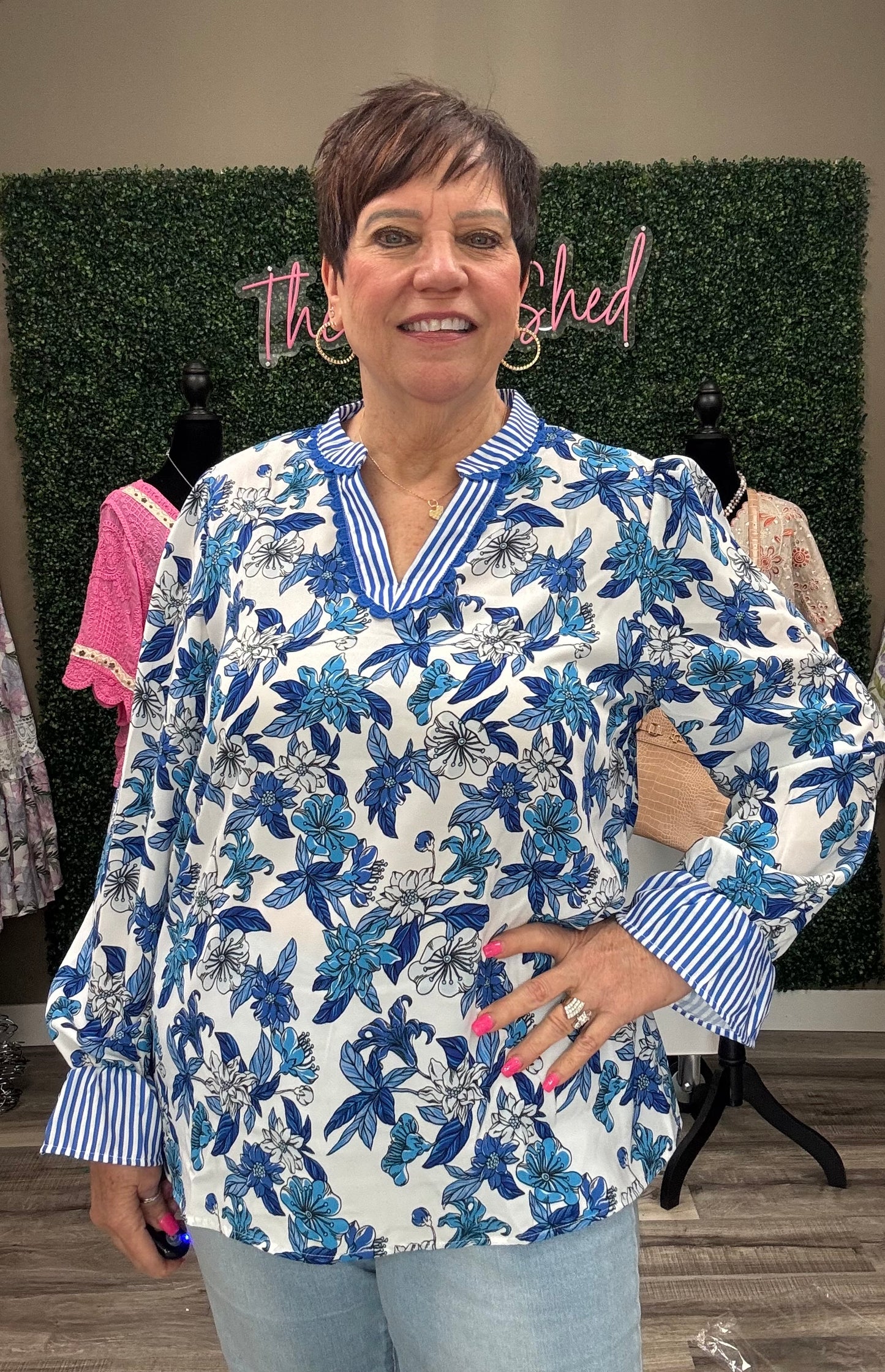 Blue Swirl Long Sleeve Top