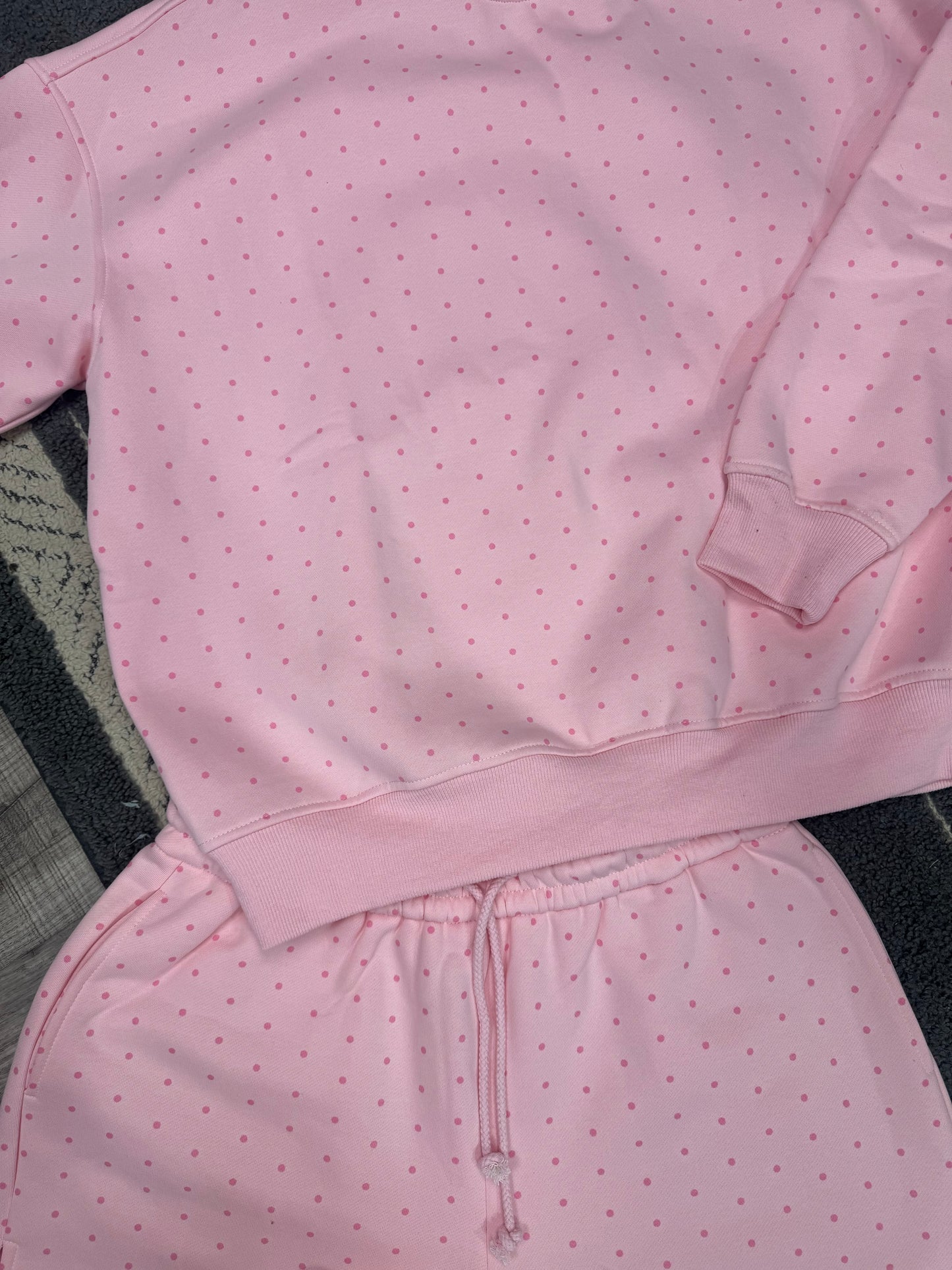 Light Pink Polka Dot 2 Piece Short Set