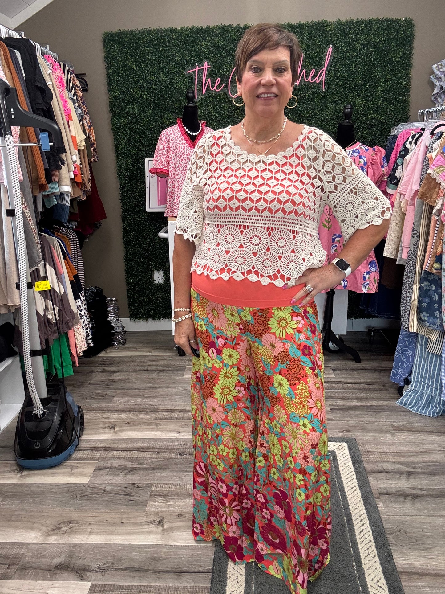 Retro Floral Flare Palazzo Pants