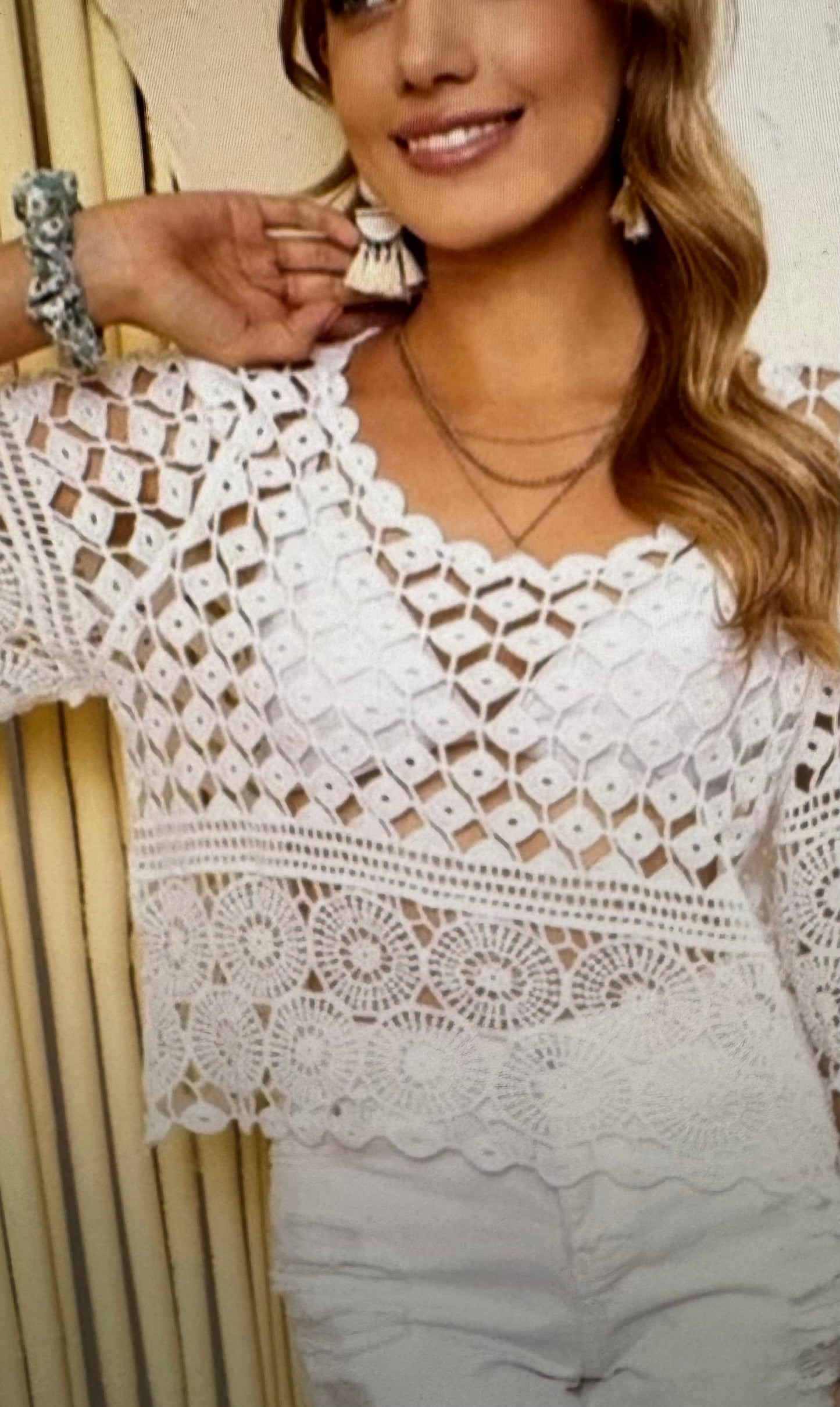 Hook Flower Hollowed Out Casual Top