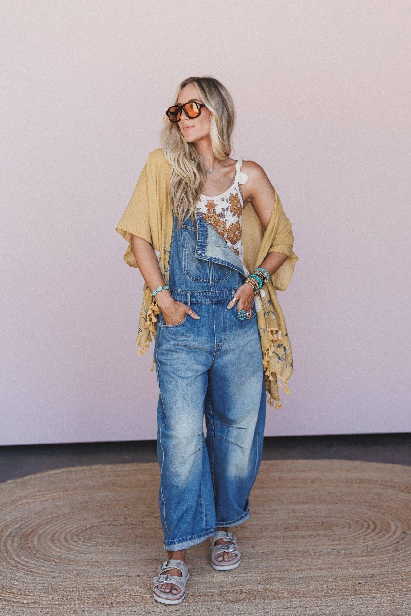 Secret Meadow Embroidered Kimono - Mustard