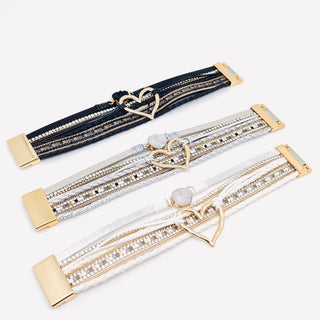 Multi-Layer Heart Charm Bangle Bracelets - BJ/LB