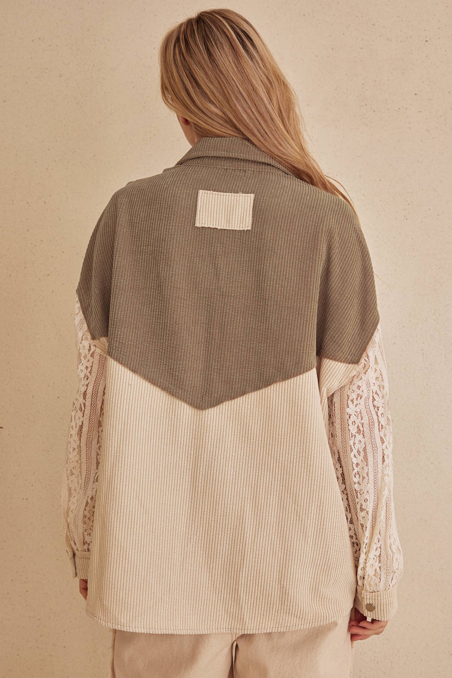 Texture Lace Long Sleeves Button Up Shirt Jacket