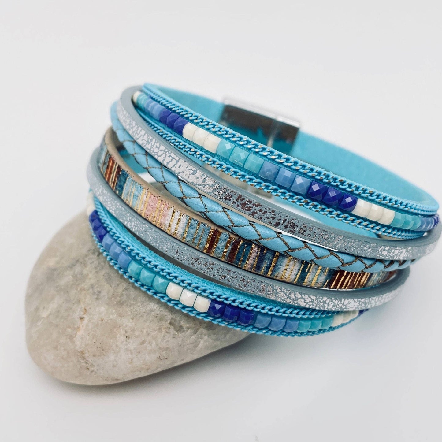 Bohemian Hand-woven Magnetic Buckle Leather Bracelet - BJ/LB
