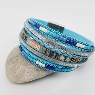 Bohemian Hand-woven Magnetic Buckle Leather Bracelet - BJ/LB