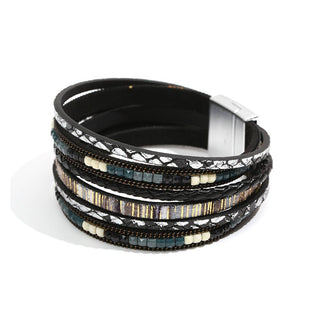 Bohemian Hand-woven Magnetic Buckle Leather Bracelet - BJ/LB