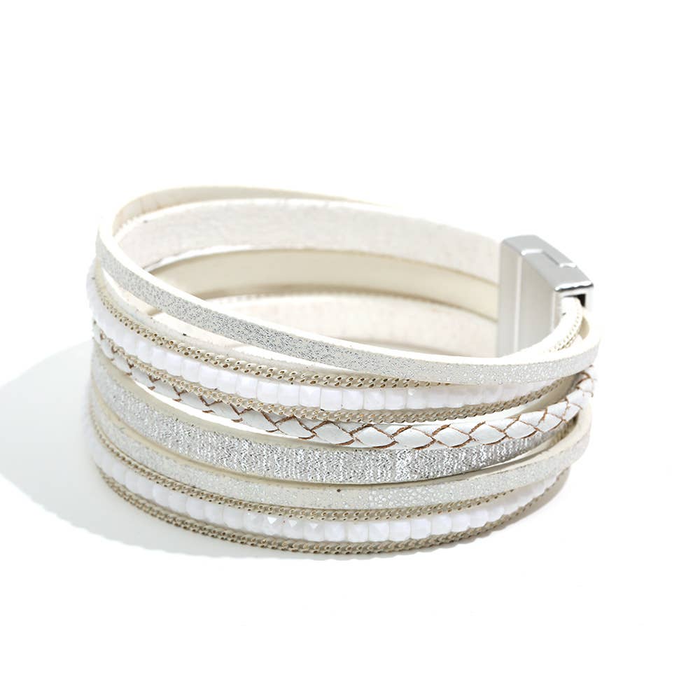 Bohemian Hand-woven Magnetic Buckle Leather Bracelet - BJ/LB