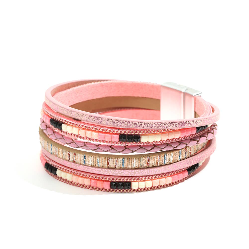 Bohemian Hand-woven Magnetic Buckle Leather Bracelet - BJ/LB