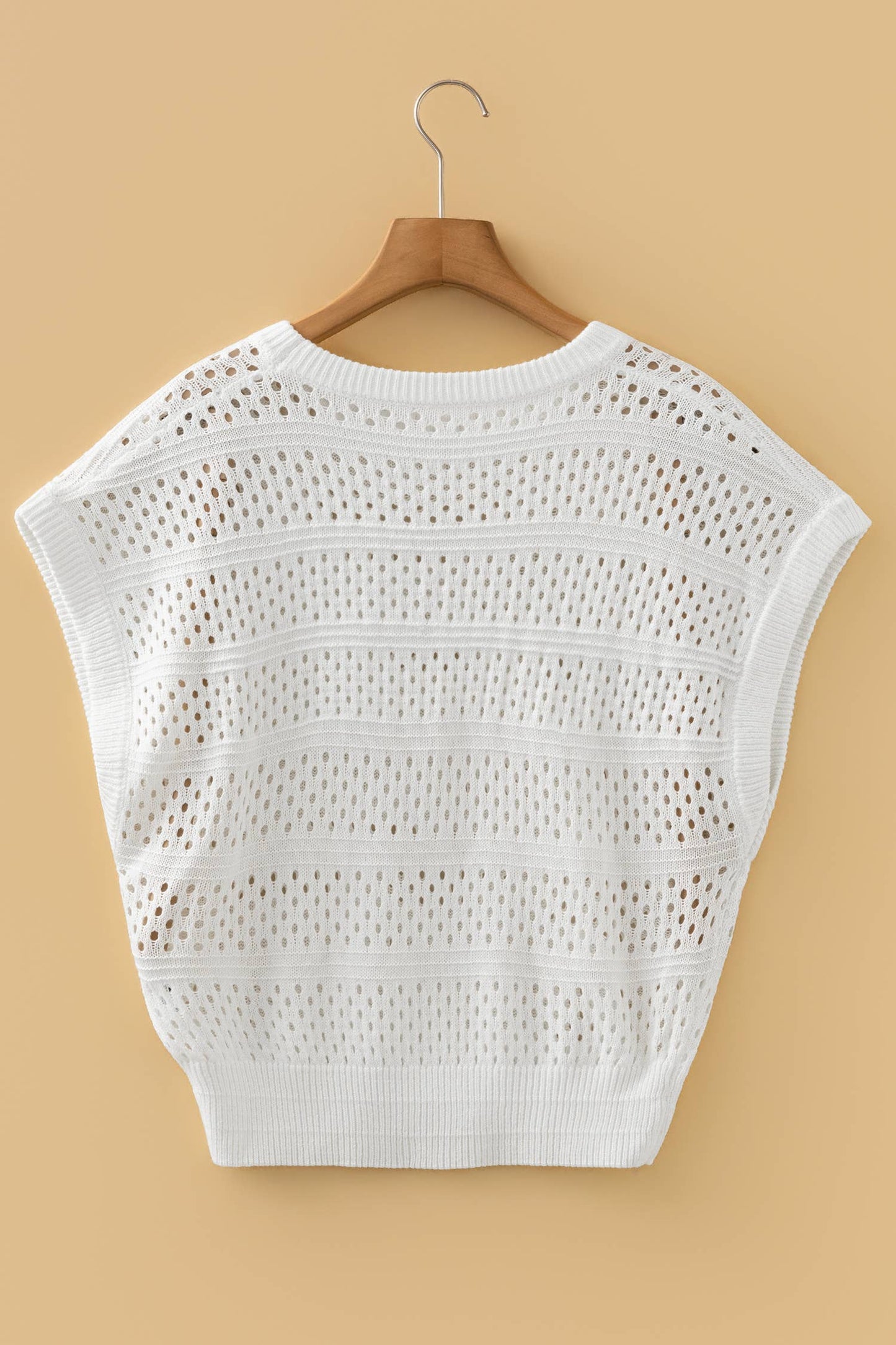 LDC Hollow Out Knit Round Neck Dolman Sweater Top