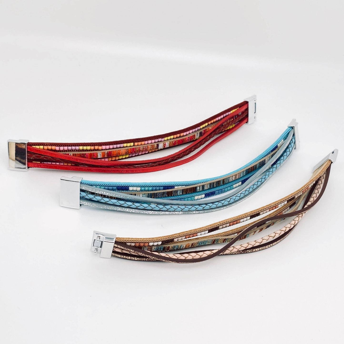 Bohemian Hand-woven Magnetic Buckle Leather Bracelet - BJ/LB