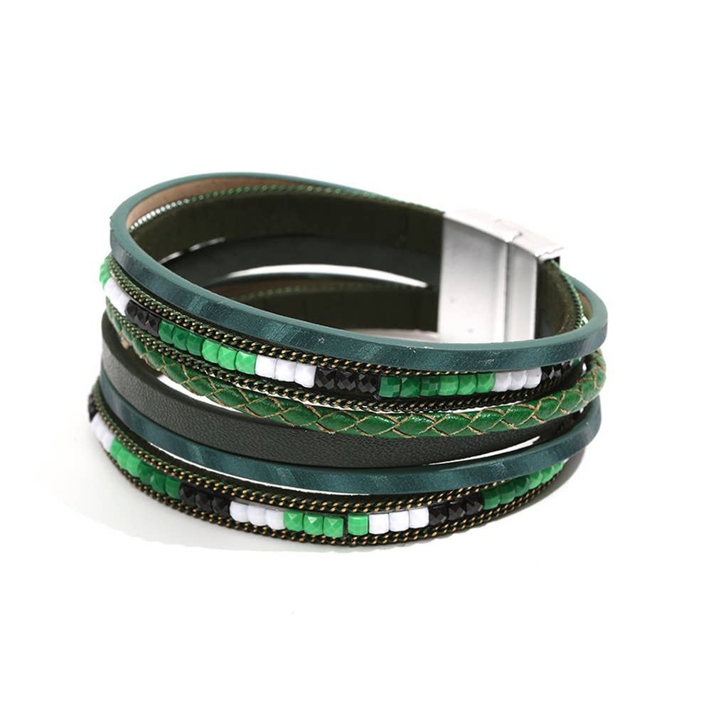 Bohemian Hand-woven Magnetic Buckle Leather Bracelet - BJ/LB
