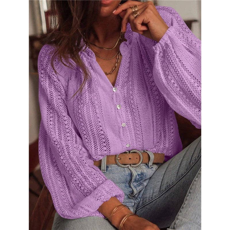 Fashion Loose Lace Long Sleeve Shirt