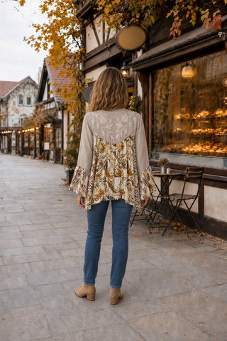 Embroidered Yoke Floral Patchwork Blouse