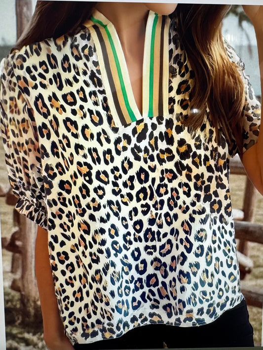 Leopard With Stripes Top