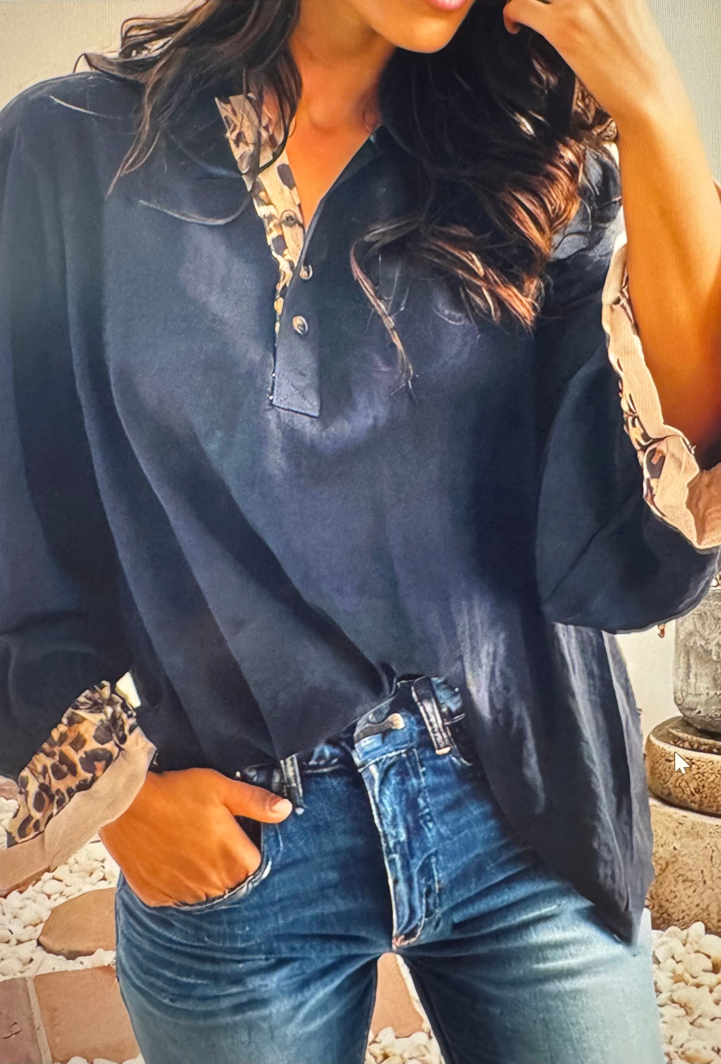 City Chic Black Leopard Top