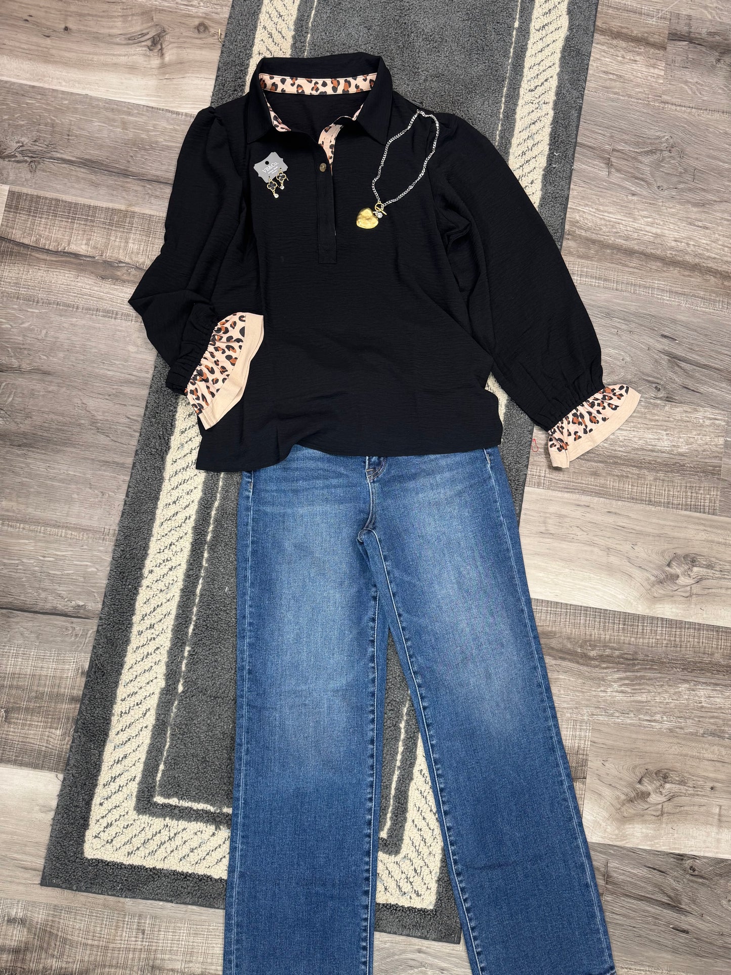 City Chic Black Leopard Top