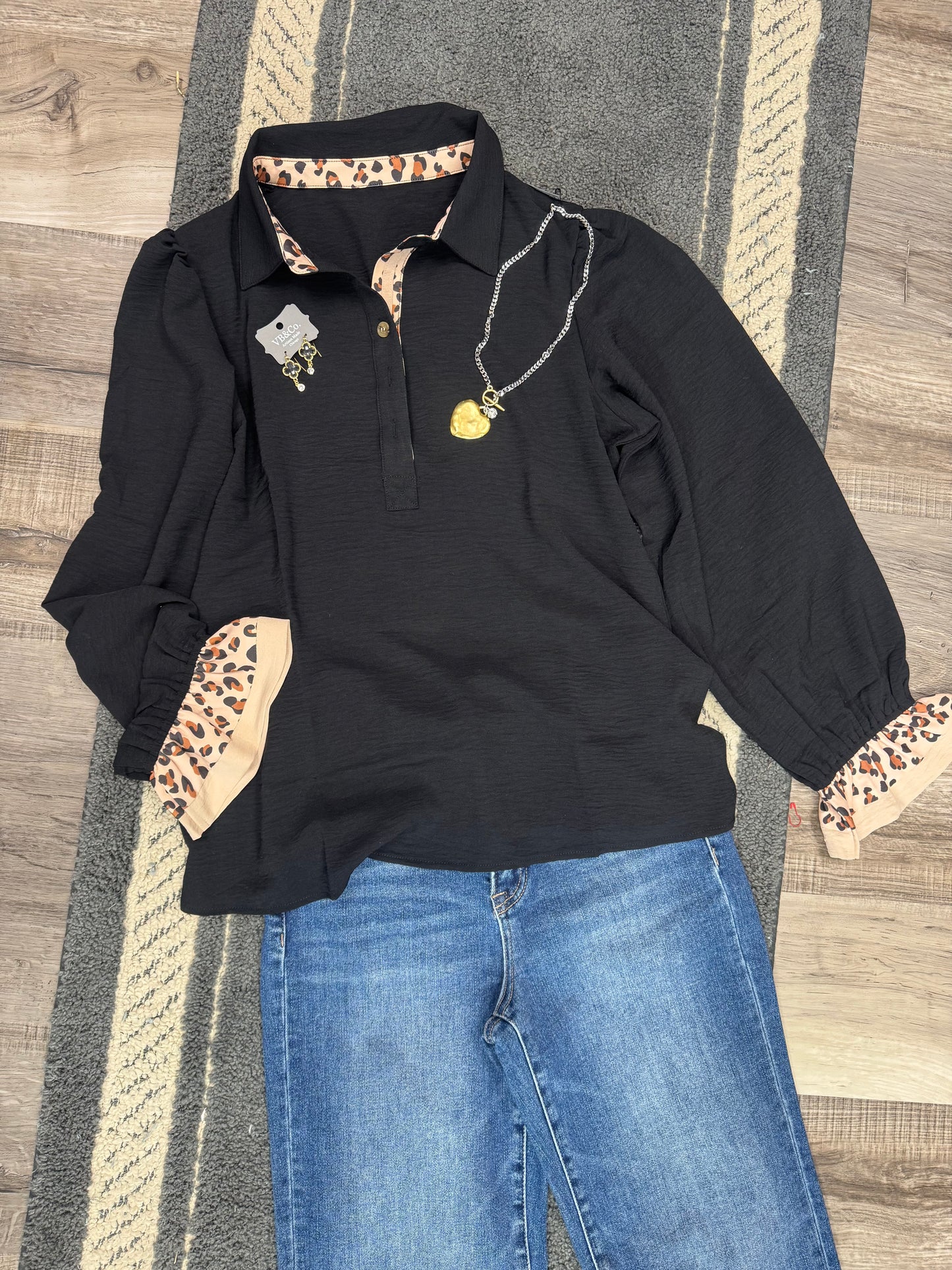 City Chic Black Leopard Top