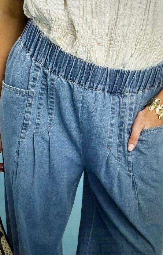 Light Denim Pull on Pants