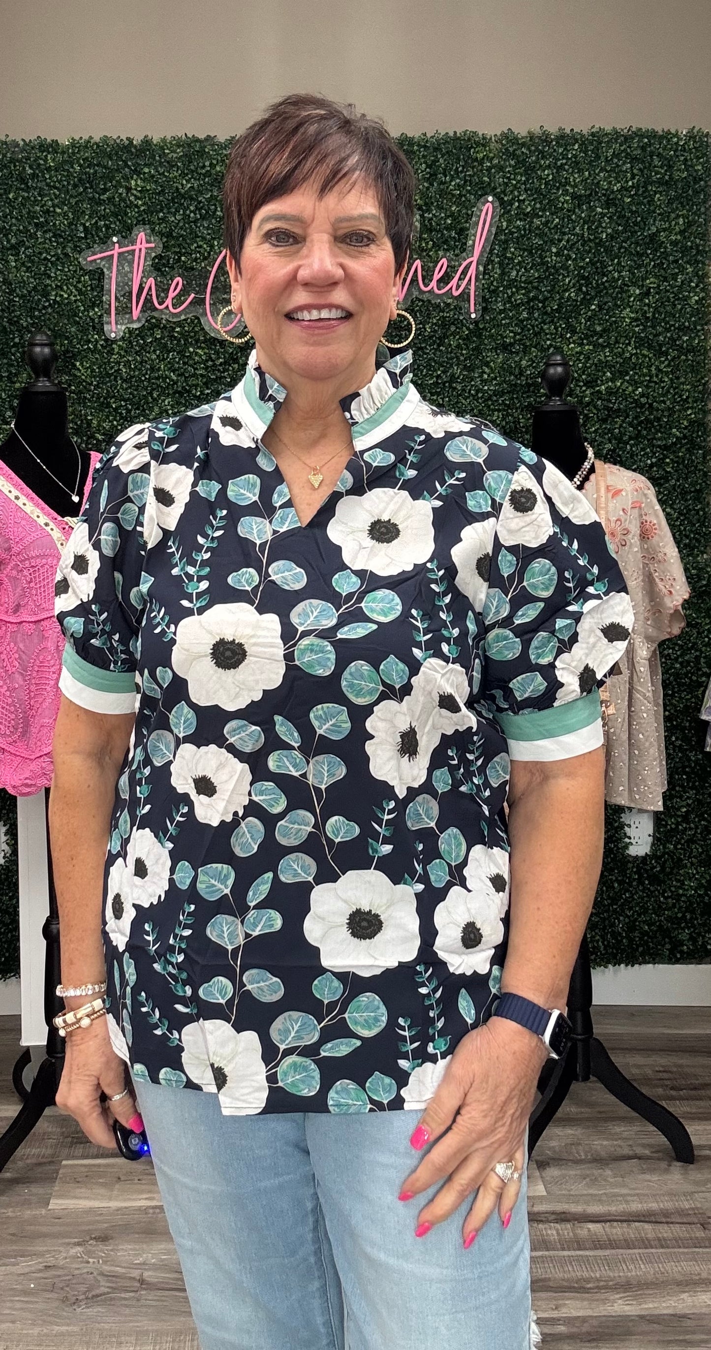 Blue Floral Top