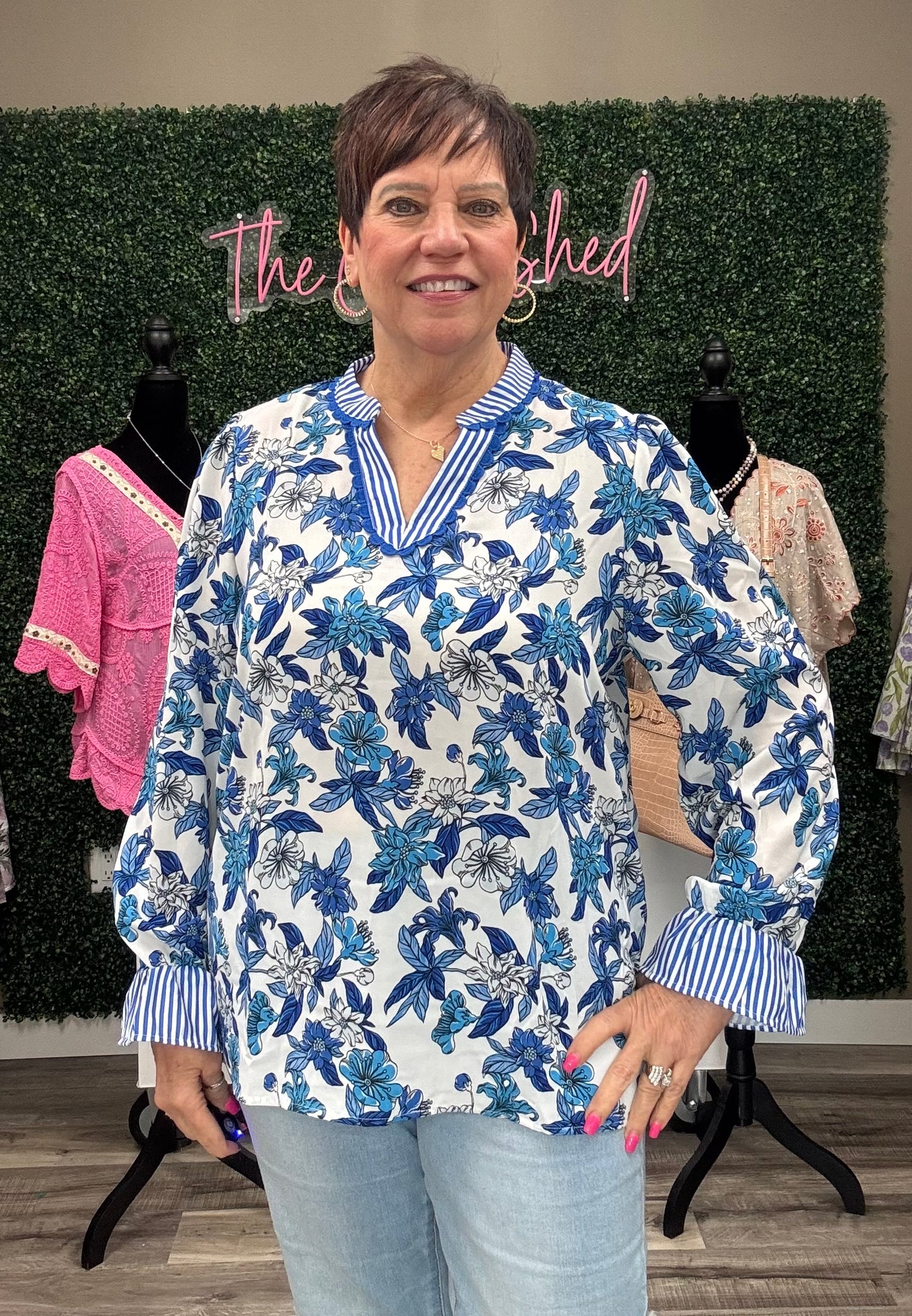 Blue Swirl Long Sleeve Top