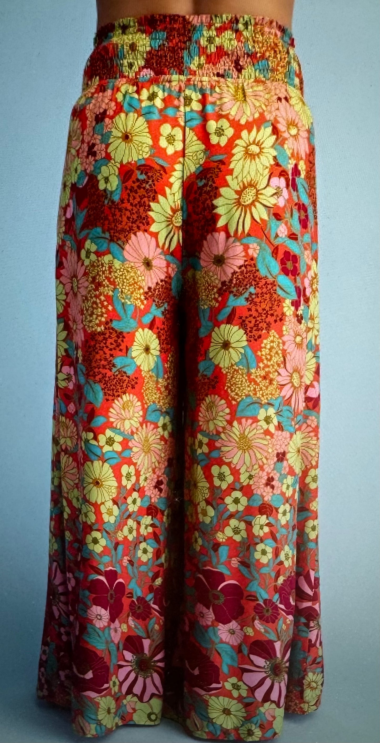 Retro Floral Flare Palazzo Pants