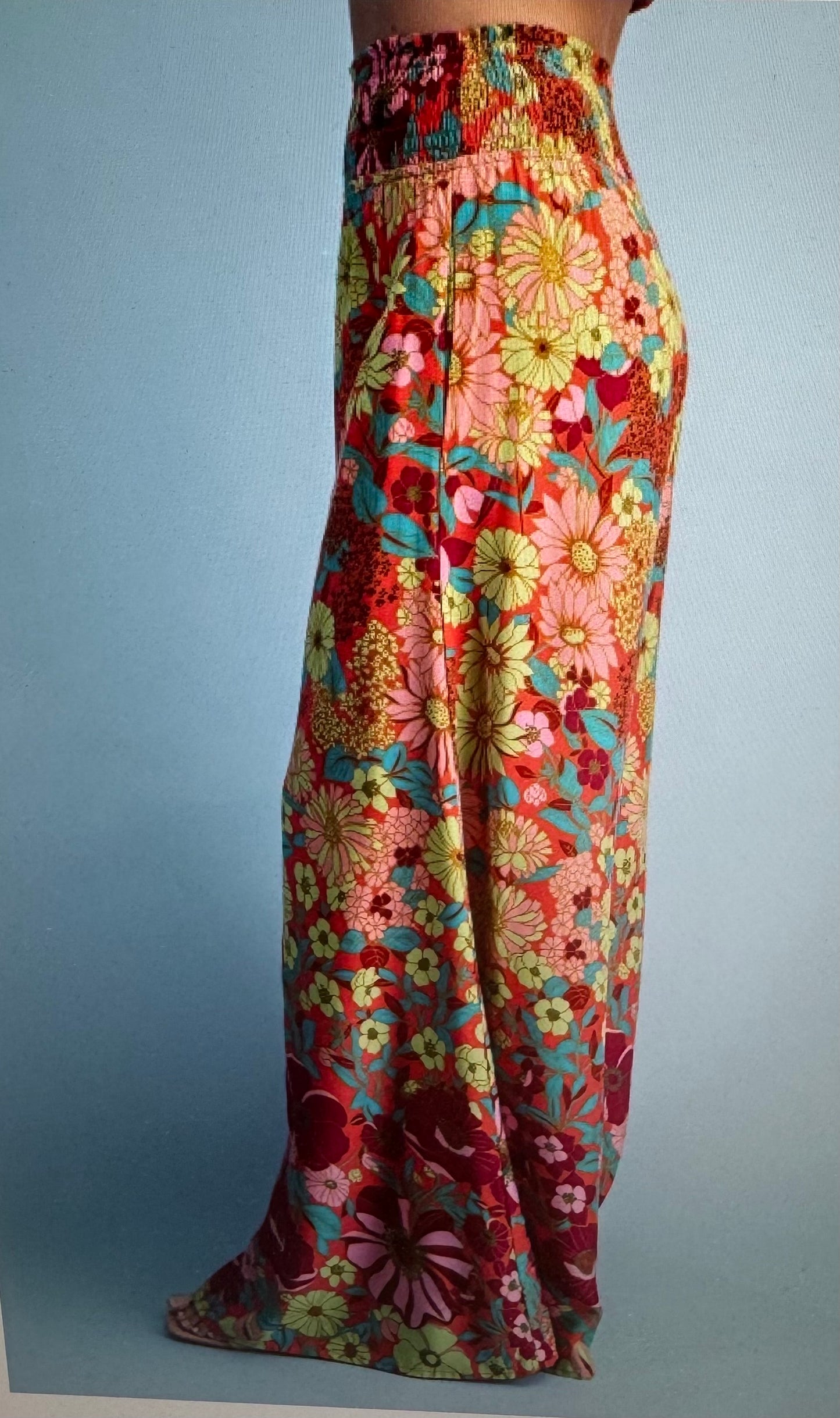 Retro Floral Flare Palazzo Pants