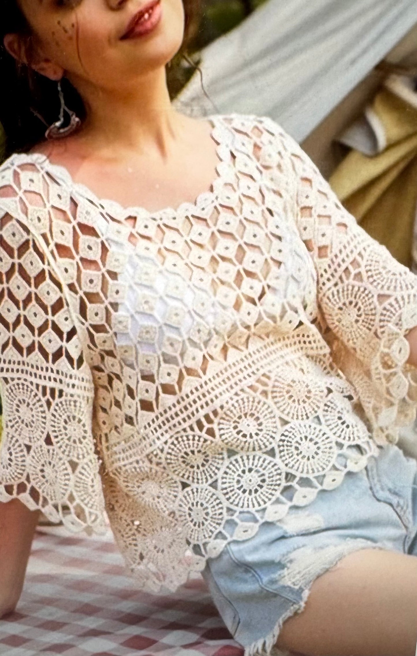 Hook Flower Hollowed Out Casual Top