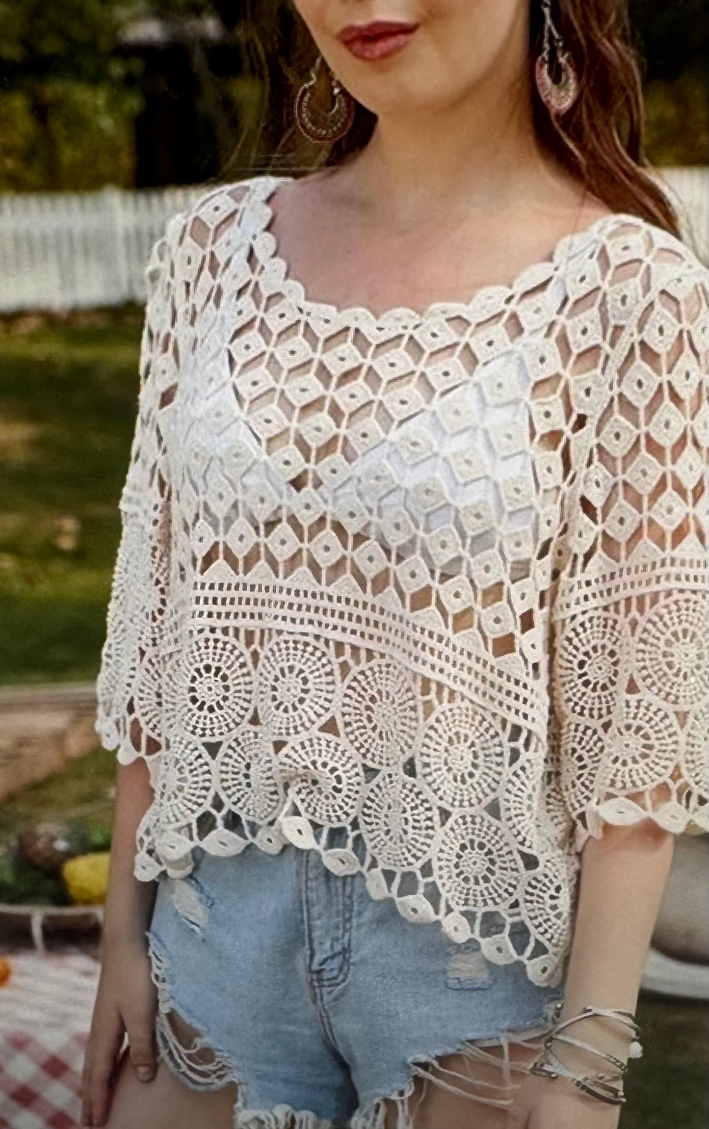 Hook Flower Hollowed Out Casual Top