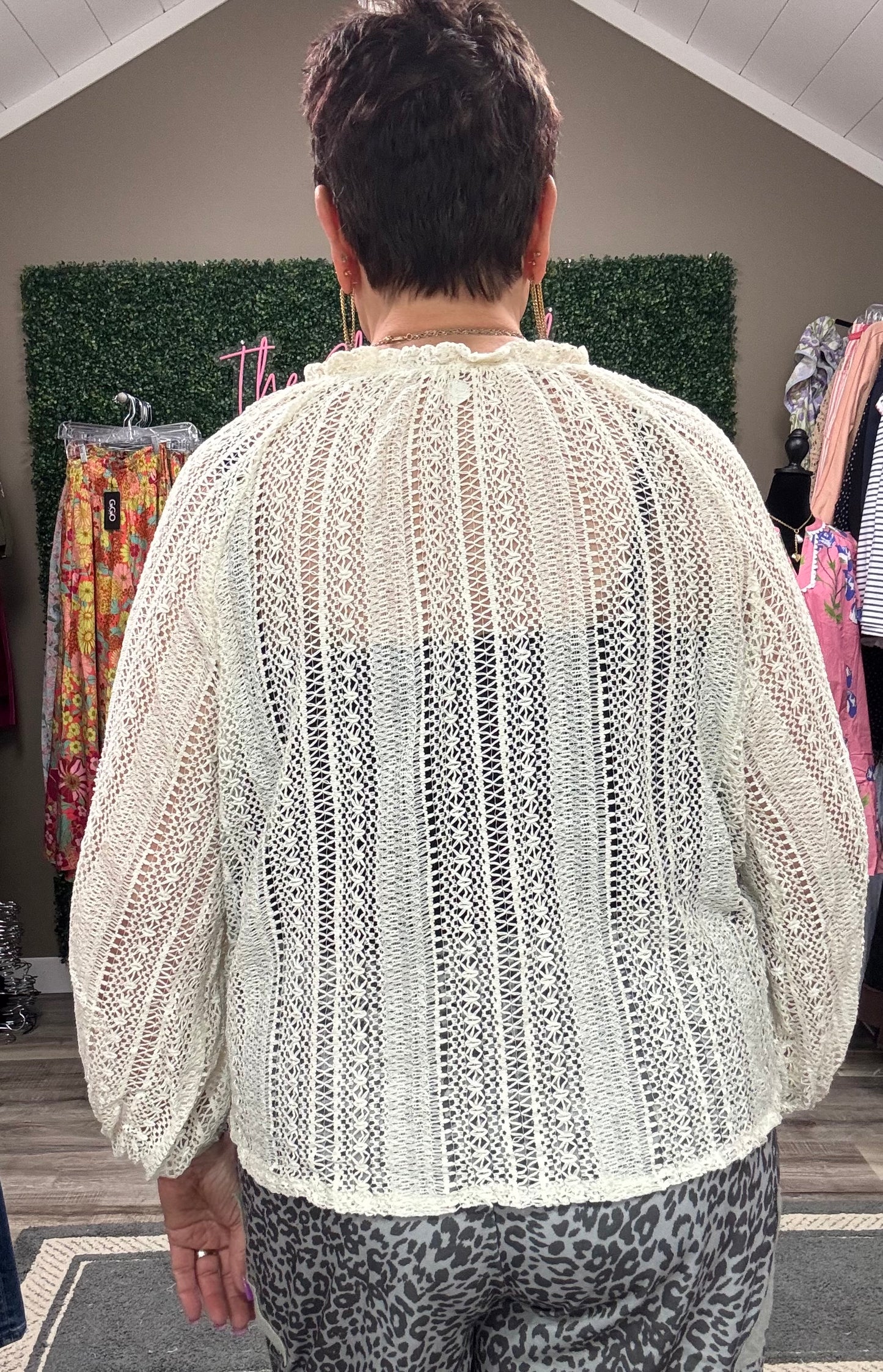 Loose Lace Long Sleeve Sweater