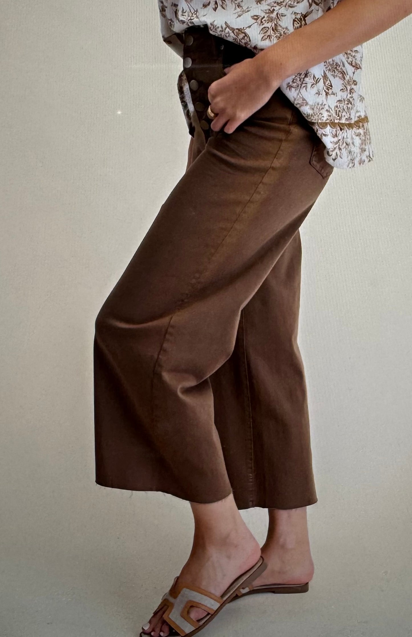 Button Front Stretch Twill Pants