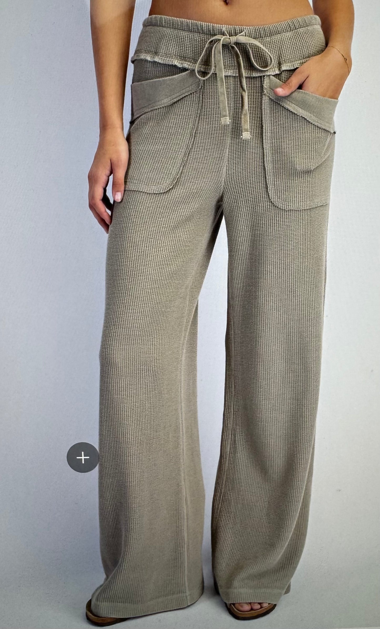 Mineral Washed Honeycomb Wide Leg Pants