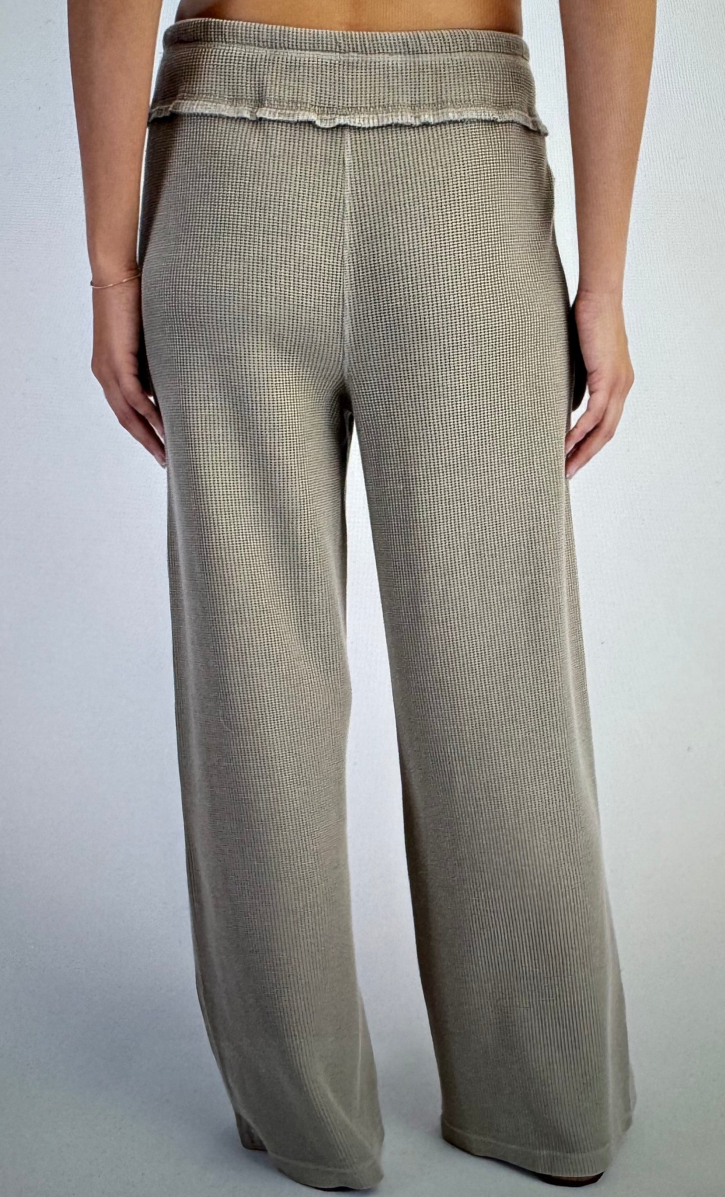 Mineral Washed Honeycomb Wide Leg Pants