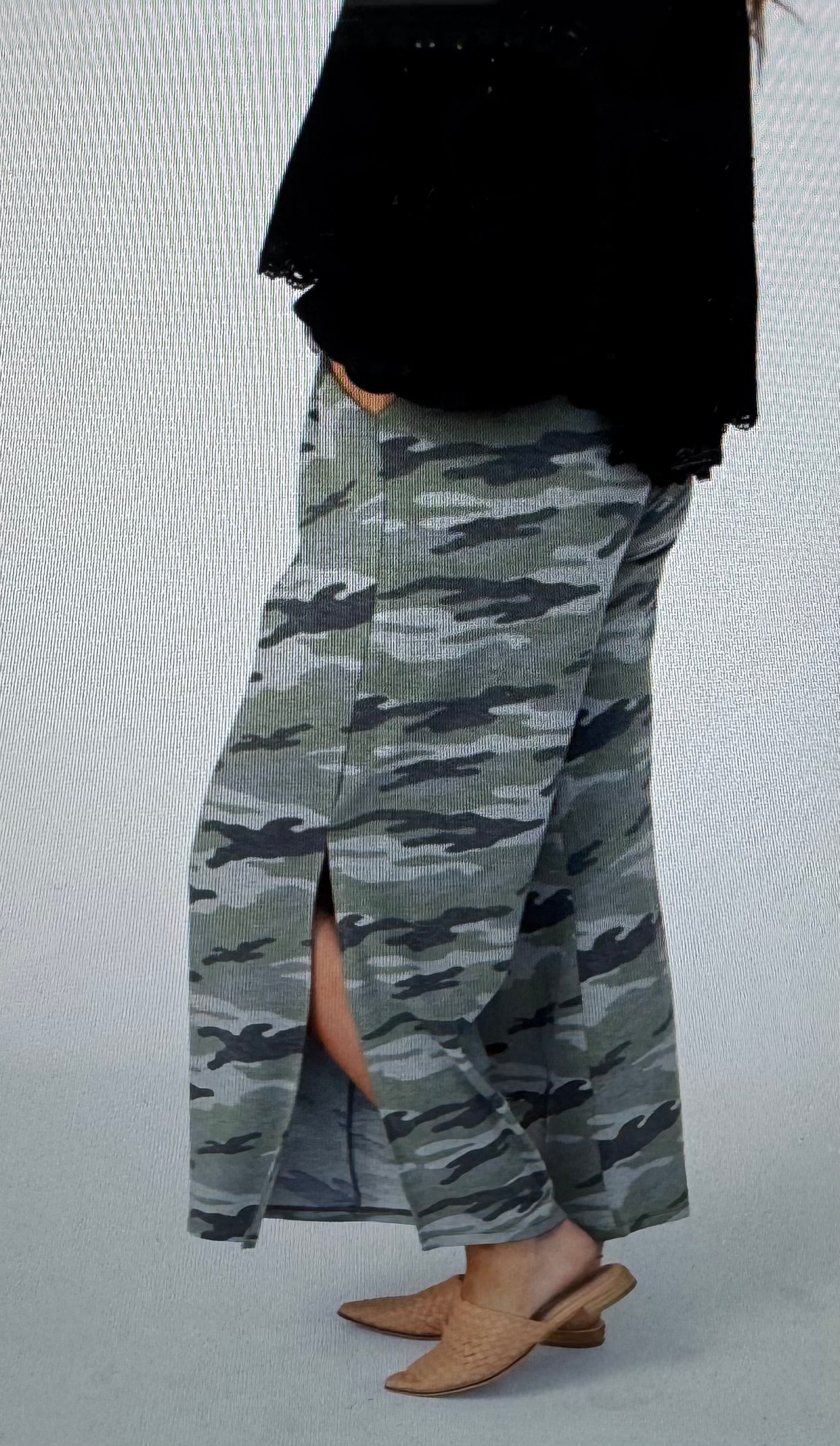 Casual Wanderer Wide Leg Slit Camo Pants
