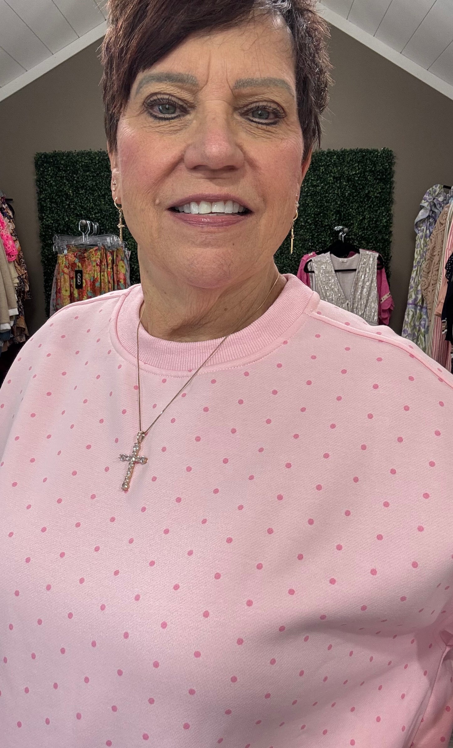 Light Pink Polka Dot Sweatshirt