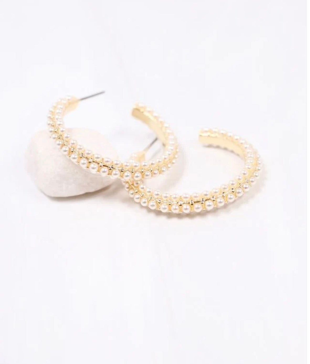 Woodard Pearl Hoop Earrings