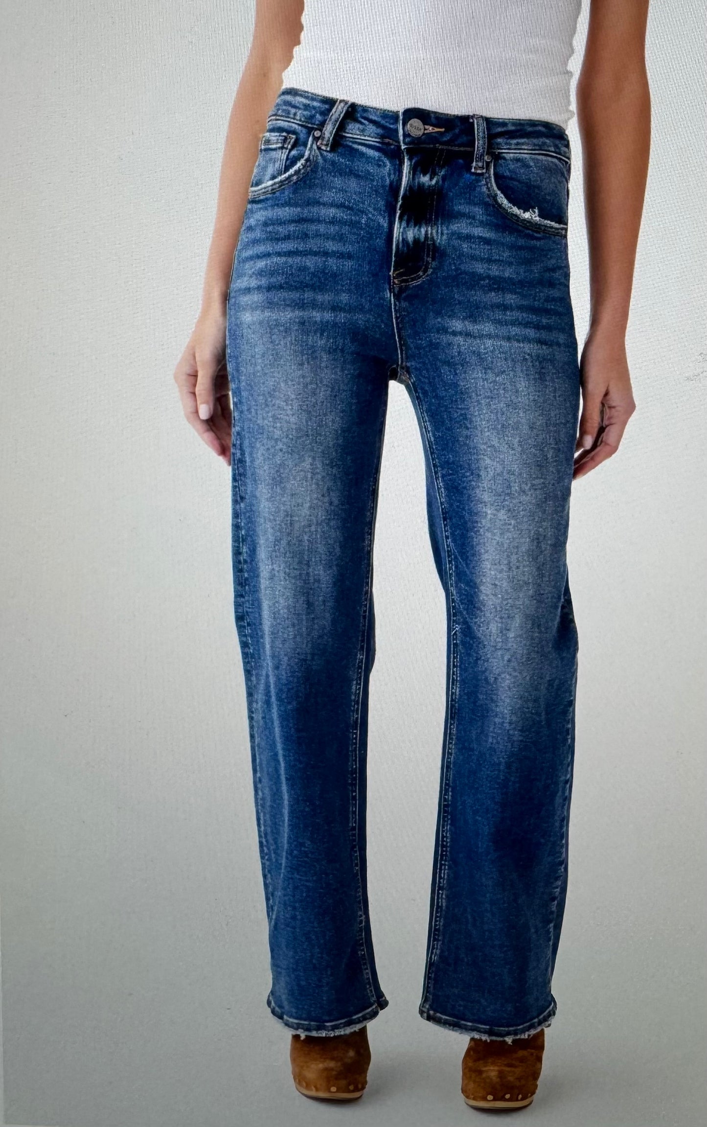 Risen High Rise Straight Jeans