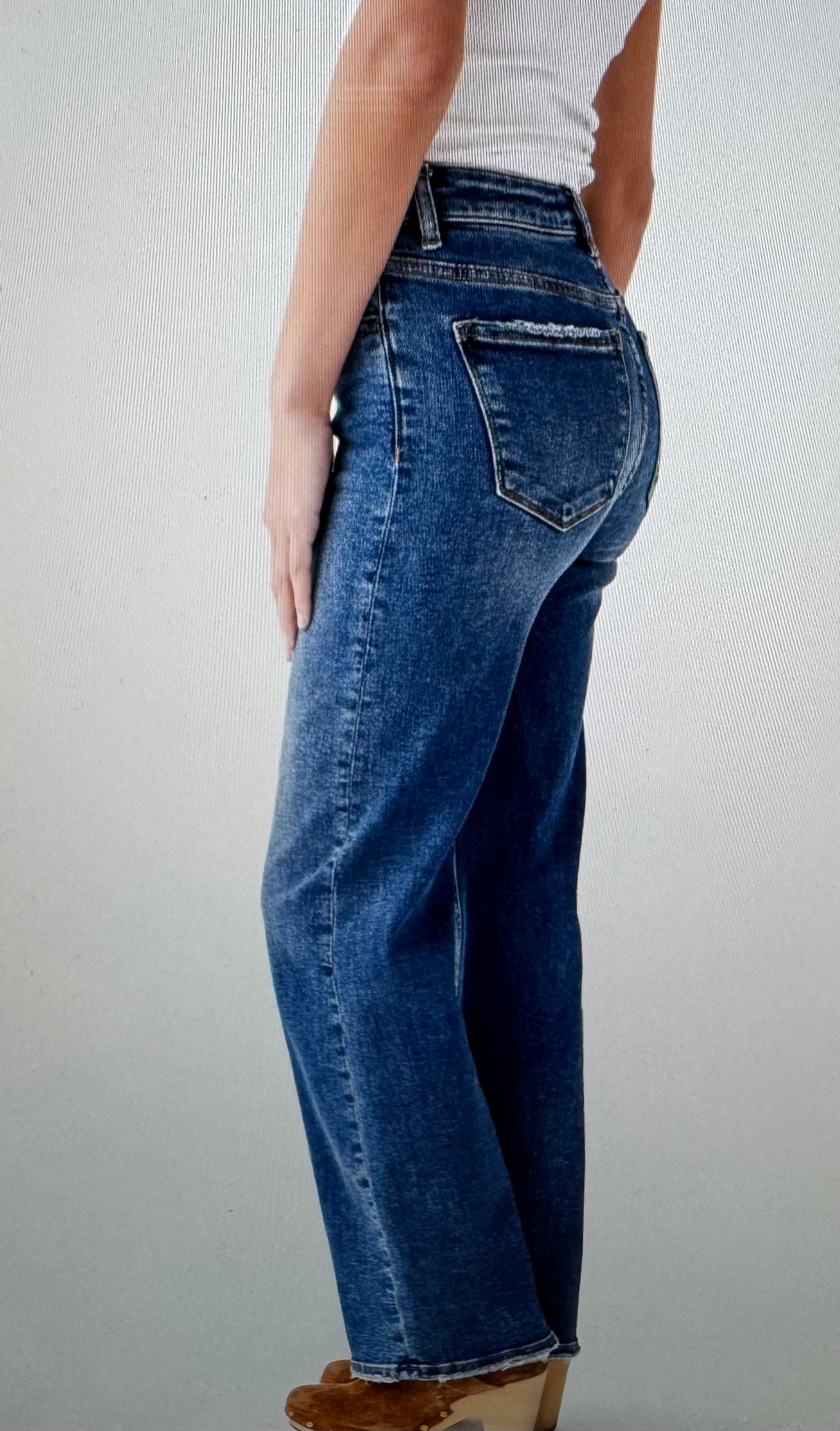 Risen High Rise Straight Jeans