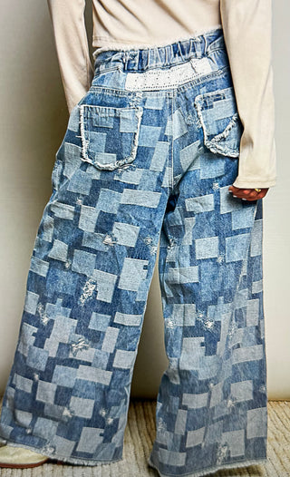 Free Spirit Floral Denim Pants