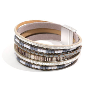 Bohemian Hand-woven Magnetic Buckle Leather Bracelet - BJ/LB