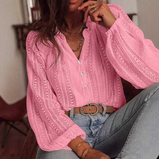 Fashion Loose Lace Long Sleeve Shirt
