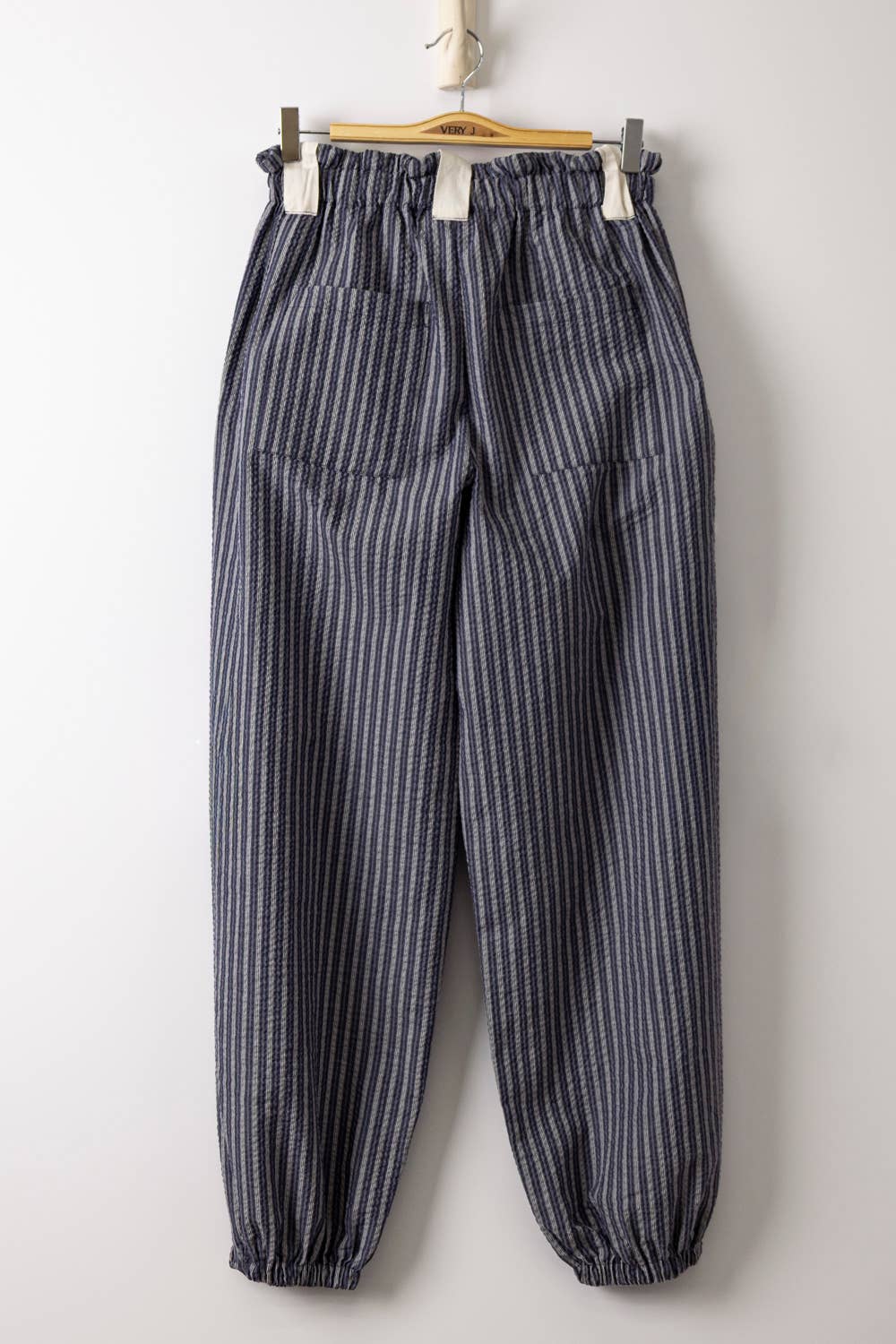 Bow Detail Stripe Textured Woven Pants