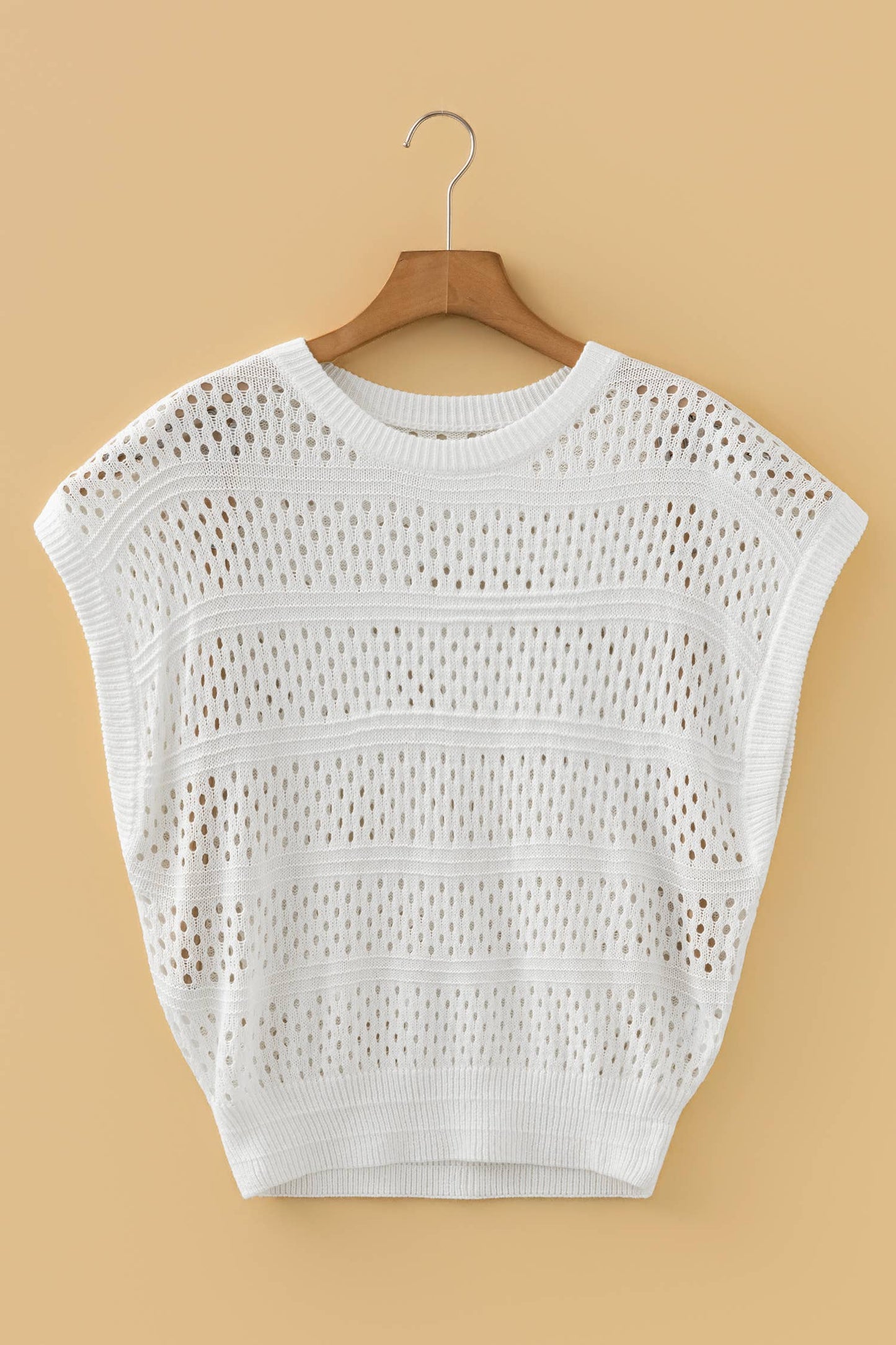 LDC Hollow Out Knit Round Neck Dolman Sweater Top